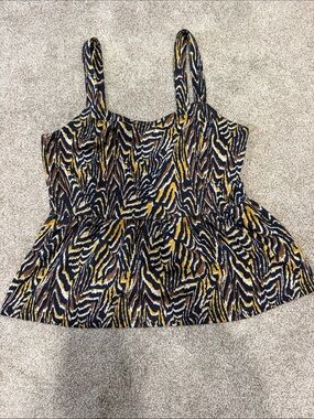 Jaime Zebra Peplum Tank by Anthropologie